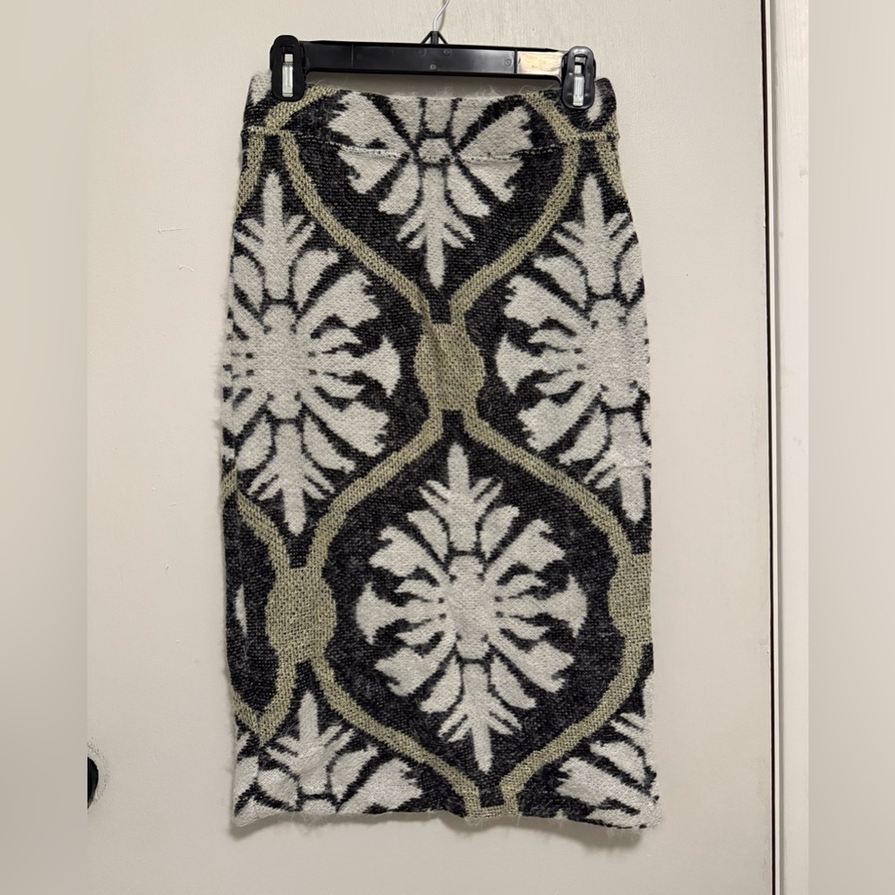 Anthropologie Sam & Lavi Motala Sweaterknit Pencil Skirt Black/Gold, Sz Small